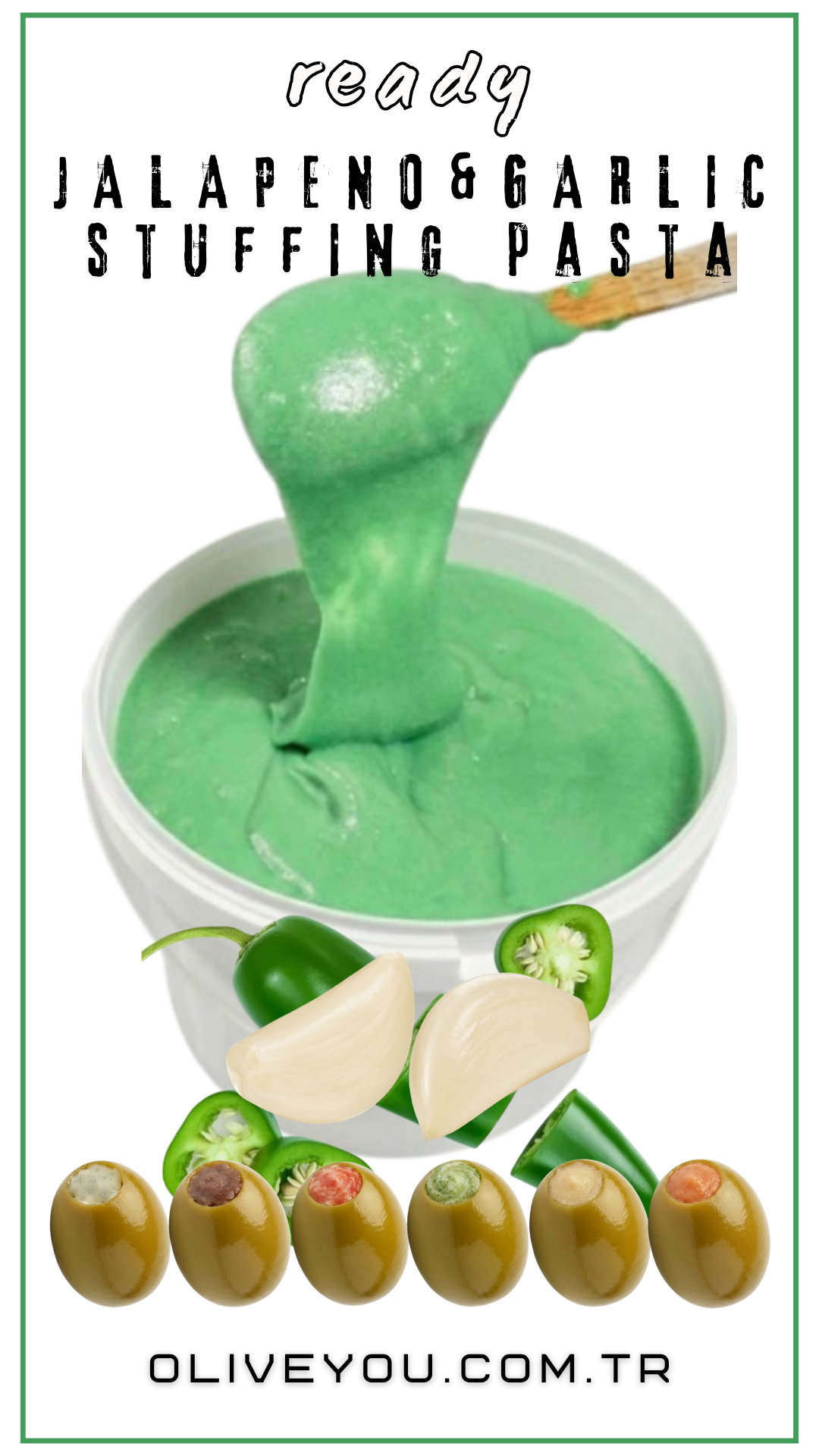 Jalapeno Biberli ve Sarımsaklı MIX Zeytin Dolgu Pastası